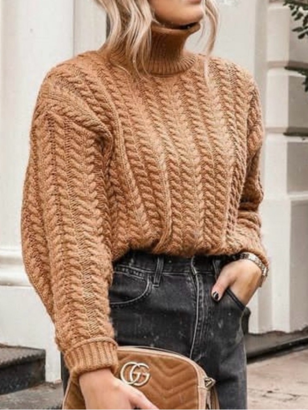 H&M Cable-Knit Turtleneck Chunky Sweater, Women’s Small